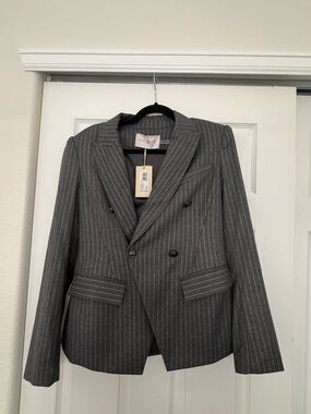 Ramy Brook Women's Gray Pinstripe Double-Breasted Blazer